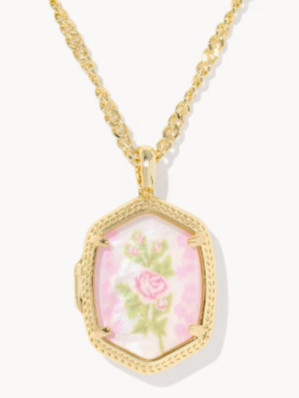 Kendra Scott x LoveShackFancy Daphne Pink Locket Necklace - NWT $120 MSRP